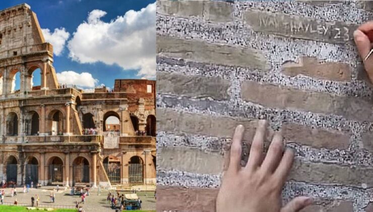Ülkede İnfial Yarattı! 2 Bin Yıllık Kolezyum’a Sevgilisinin İsmini Yazan Turist Aranıyor