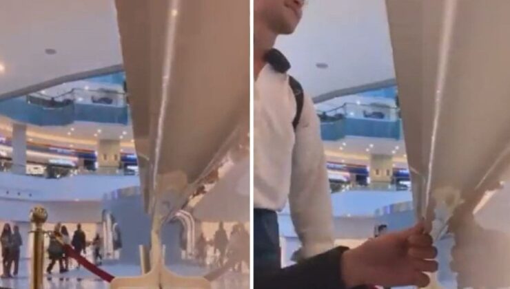 AVM’de piyanonun başına geçen gençler, güvenlik pürüzüne takıldı