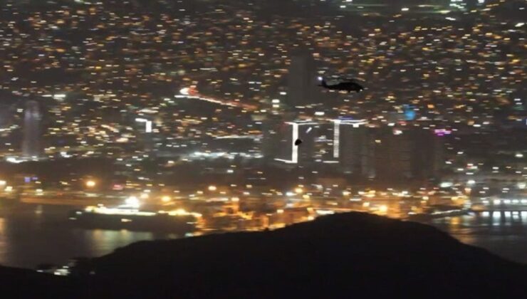 Karşıyaka yangınına gece görüşlü helikopterle müdahale